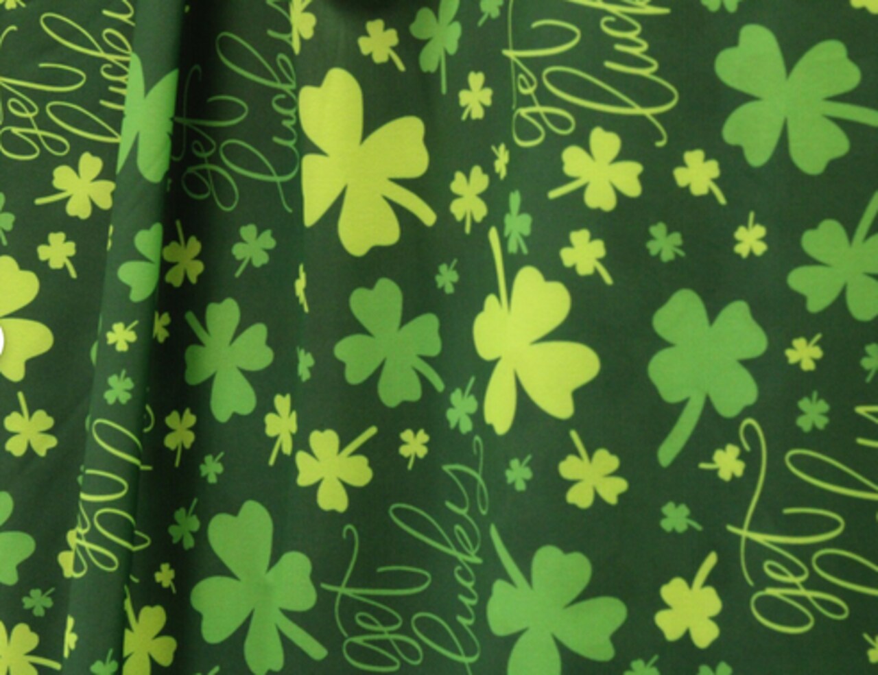 1 Yard 80% Polyester 20% Spandex Green Lucky Four Leaf Clovers Design Fabric 58"/60" Width